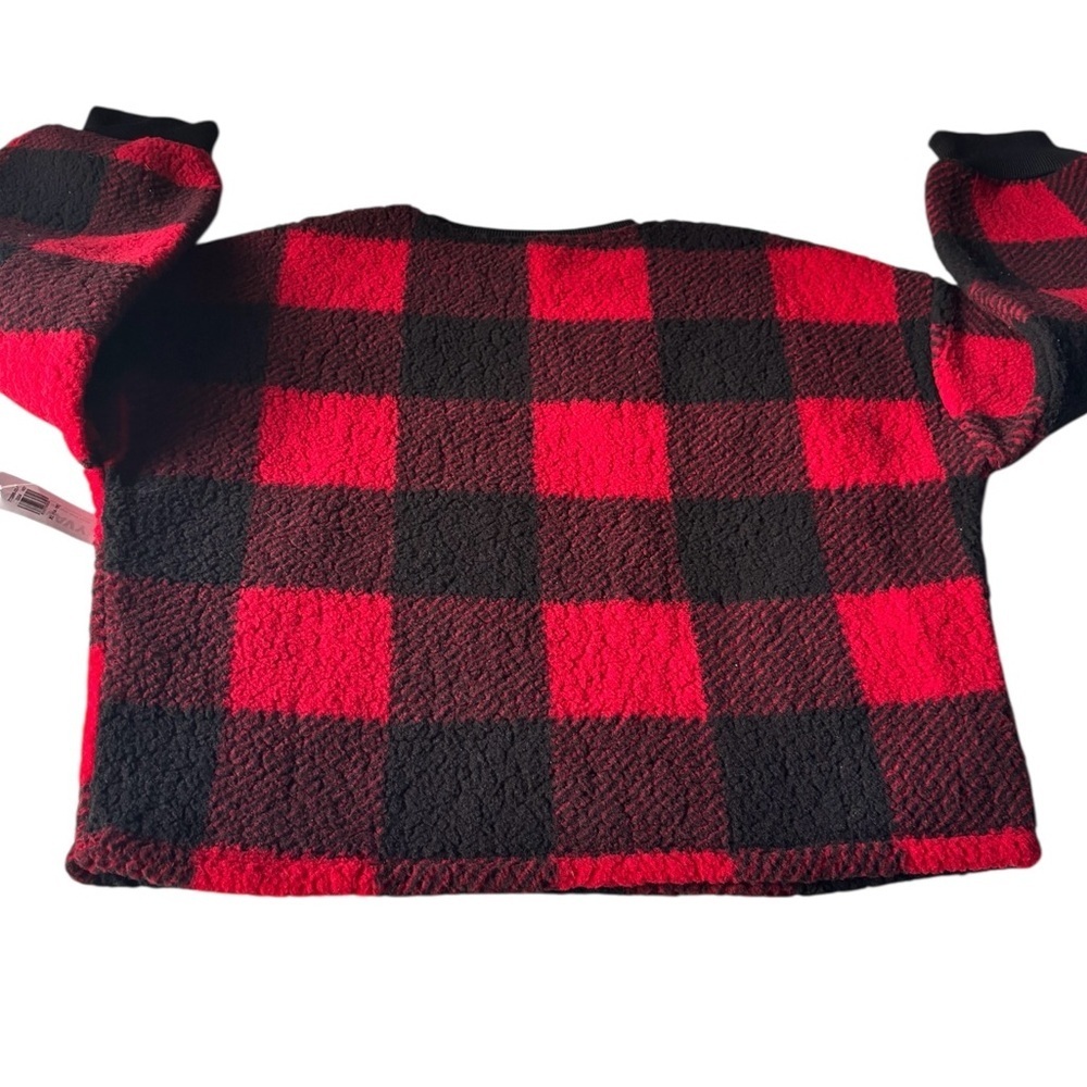 Old Navy Kids Red and Black Checkered Sweatshirt - Picture 2 of 3